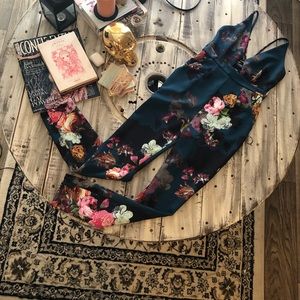 Asos Forest Green Floral Jumpsuit